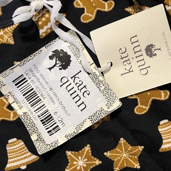 NWT Kate Quinn Navy Tan Gingerbread Cookies Star Bodysuit - Picture 3 of 3